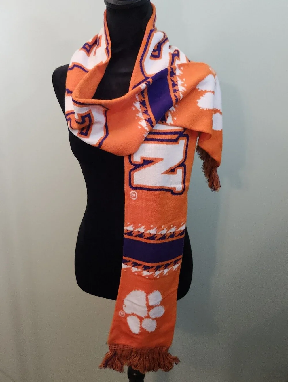 Top of the World CLEMSON UNIVERSITY TIGERS Orange/White Purple Logo Knit Scarf